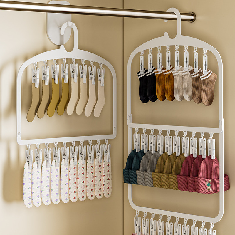Multifunctional Household Clothes Hanger with Multiple Clips
